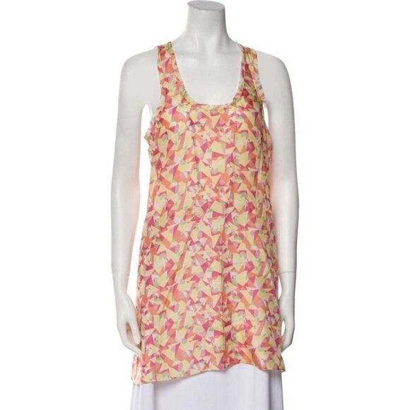 NWT GILNER FARRAR Women's Long Tunic Tank Top Floral Abstract No Size Tag SMALL - Picture 1 of 8